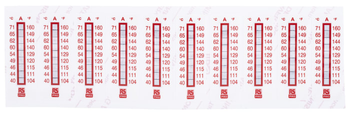 RS PRO, RS PRO Non-Reversible Temperature Sensitive Label, 44°C to 62°C, 6  Levels, 285-920