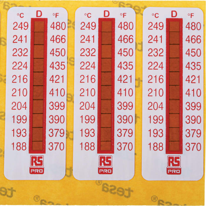 Étiquette thermosensible RS PRO 188°C à 249°C 10 niveaux