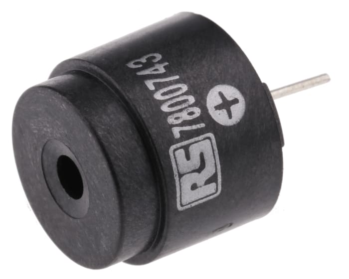 RS PRO 85dB Through Hole Continuous External Piezo Buzzer, 16 x 11.5mm, 9V ac Min, 15V ac Max