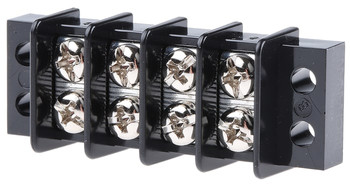 TE Connectivity Barrier Strip, 4 Contact, 9.53mm Pitch, 2 Row, 20A, 300 V