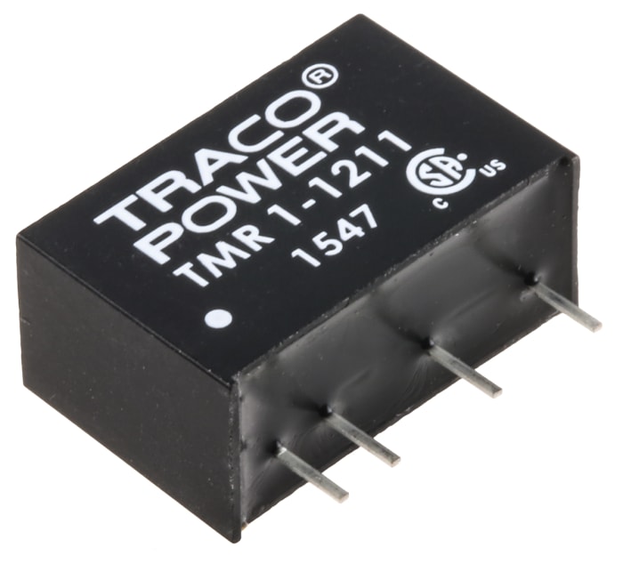 TRACOPOWER TMR 1 DC-DC Converter, 5V dc/ 200mA Output, 9 → 18 V dc Input, 1W, Through Hole, +85°C Max Temp -40°C