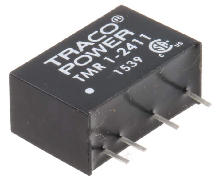 TRACOPOWER TMR 1 DC-DC Converter, 5V dc/ 200mA Output, 18 → 36 V dc Input, 1W, Through Hole, +95°C Max Temp