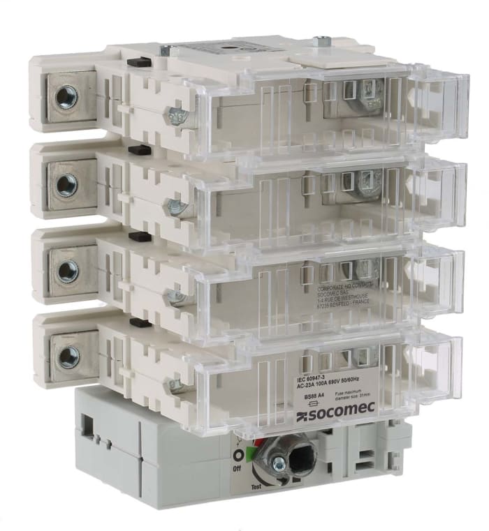Socomec Fuse Switch Disconnector, 4 Pole, 100A Max Current