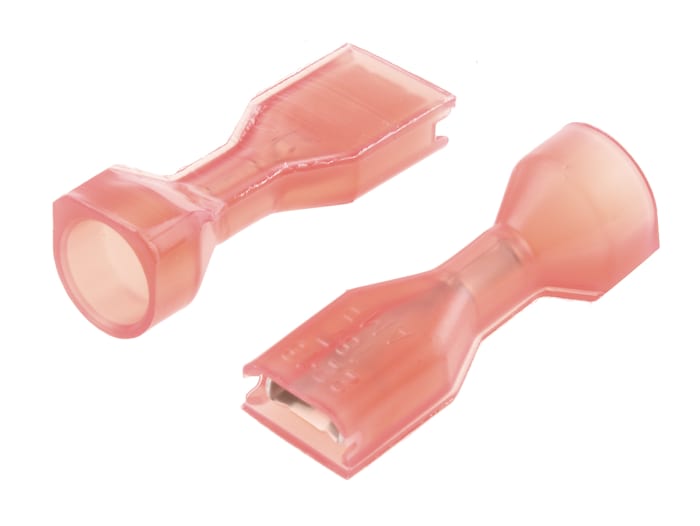 TE Connectivity FASTON 0.187 Series Red Insulated Female Crimp Receptacle, 4.75 x 0.81mm Tab Size, 0.3mm² to 0.8mm²