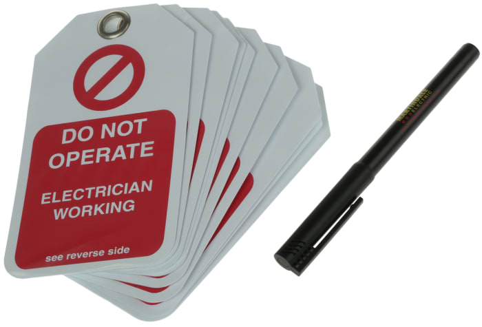 10 x 'Do Not Operate, Electrician Working, Equipment Locked Off' Lockout Tag