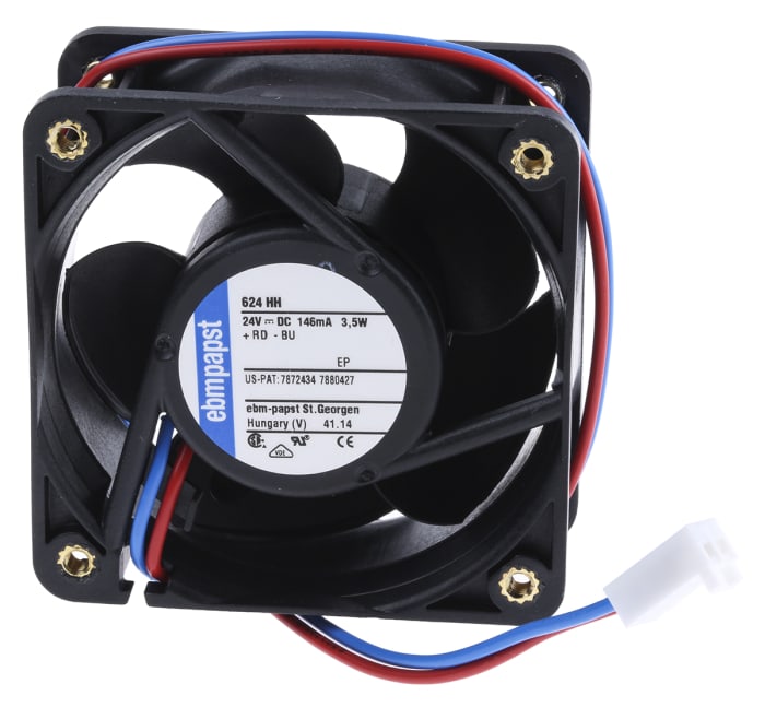 ebm-papst 620 Series Axial Fan, 24 V dc, DC Operation, 56m³/h, 3.6W, 60 x 60 x 25mm