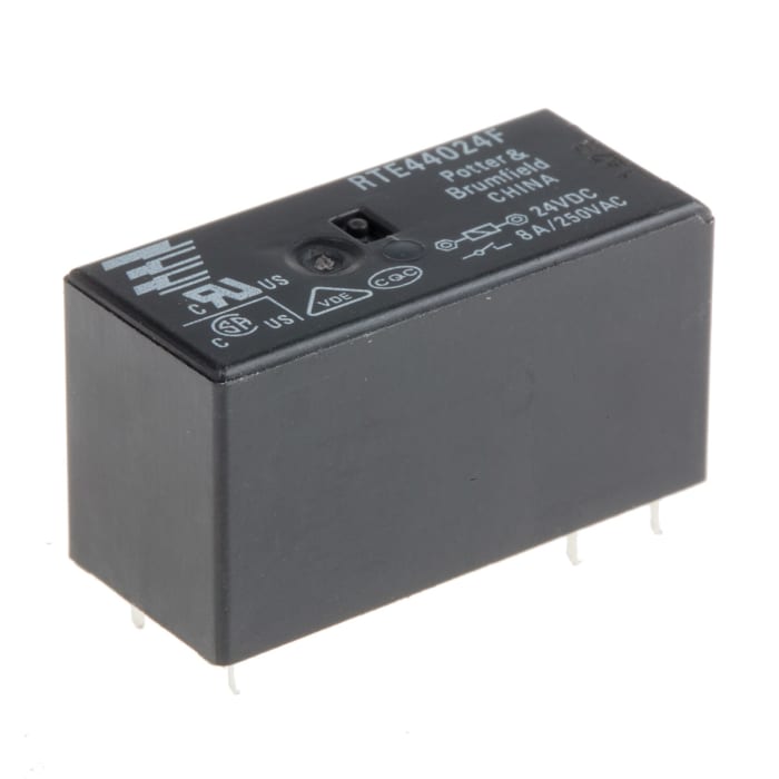 TE Connectivity PCB Mount Non-Latching Relay, 24V Coil, 16A Switching Current, DPST