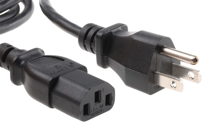 TE Connectivity IEC C13 Socket to Type B US Plug Plug Power Cord, 2.2m