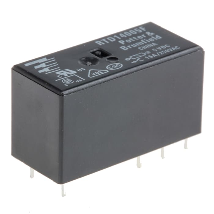 TE Connectivity PCB Mount Power Relay, 5V dc Coil, 16A Switching Current, SPDT