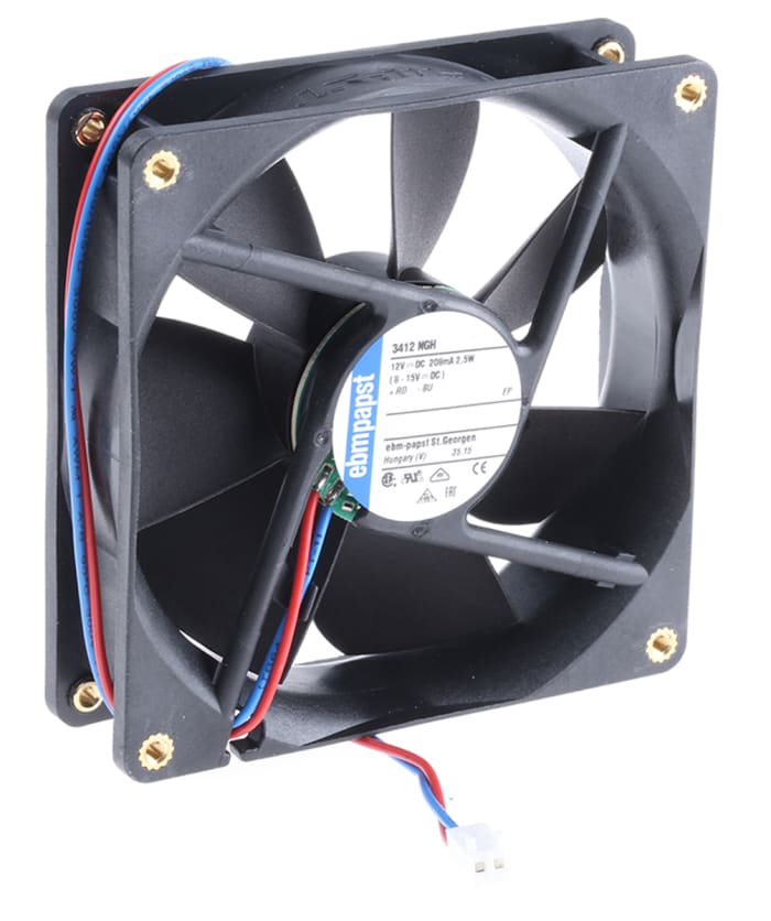 Ventilateur axial 3400 N ebm-papst 12 V c.c., 94m³/h, 92 x 92 x 25mm, 2.5W