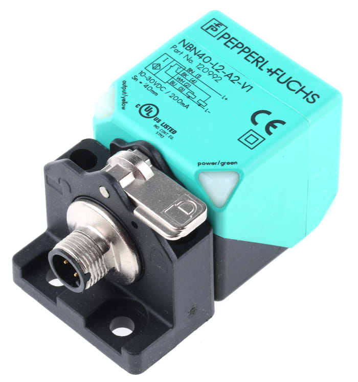 Pepperl + Fuchs Inductive Block Proximity Sensor, M12, 40 mm Detection, PNP NO+NC, 10 → 30 V dc