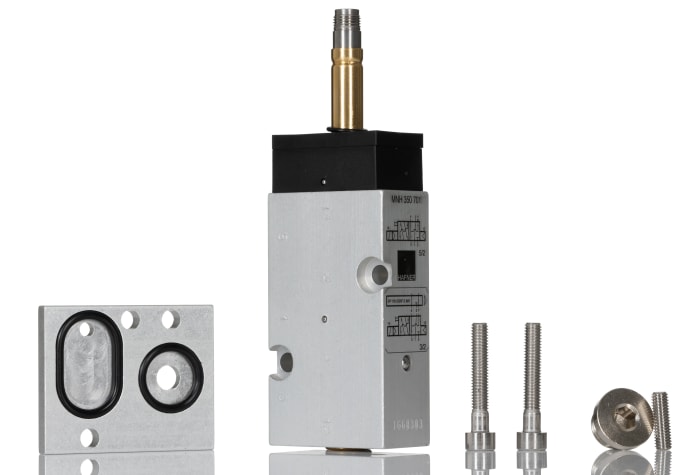 RS PRO 5/2 Pneumatic Solenoid Valve - Solenoid/Spring G 1/4 MNH Series 12 V dc, 24 V dc, 110V ac