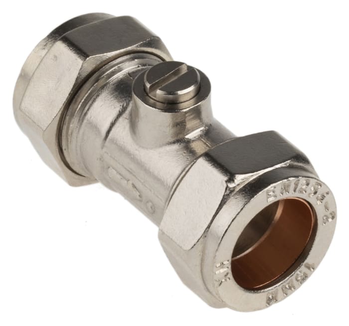 RS PRO Brass 2 Way, Ball Valve, Compression, BSP, 15mm