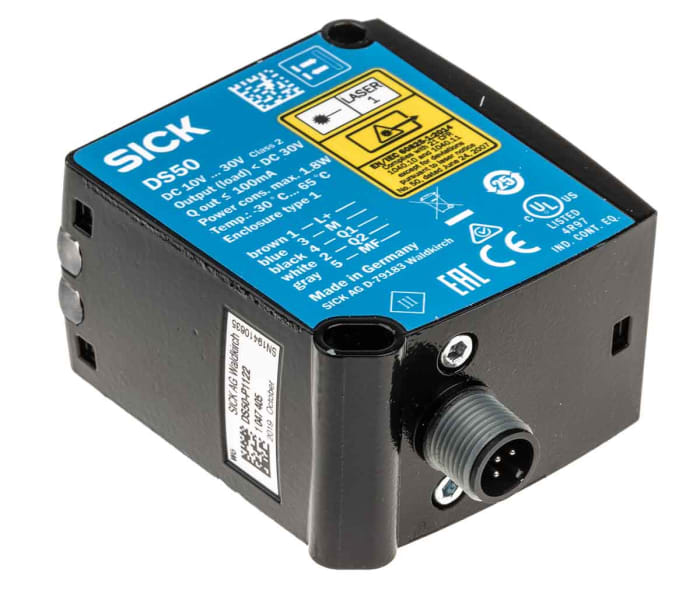 Sensor de distancia rectangular SICK, Sistema Supresión de Fondo, alcance 200 mm → 10 m., salida PNP, Conector
