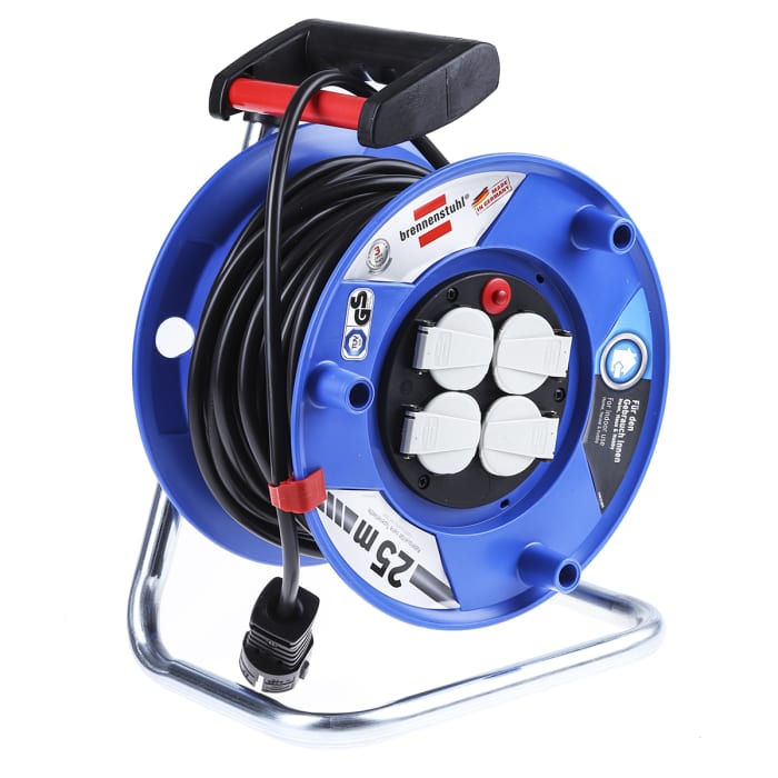brennenstuhl 25m 4 Socket Type F - German Schuko Cable Reel Open Reel, 230 V, IP20