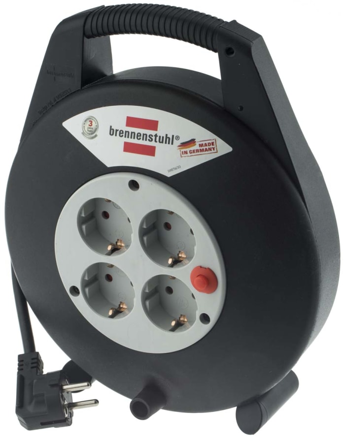 brennenstuhl 10m 4 Socket Type F - German Schuko Cable Reel Cassette Reel, 230 V, IP20