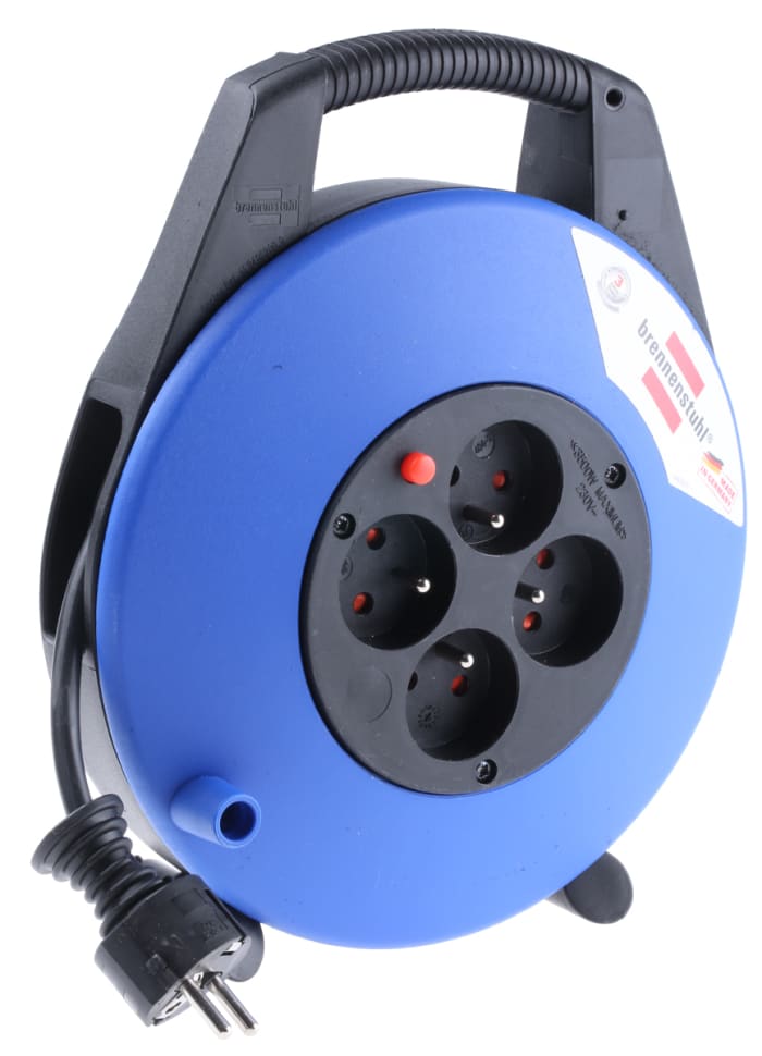 Bobine de câble brennenstuhl 10m, 4 prise FR 2P+T, 230 V, 16A, IP20