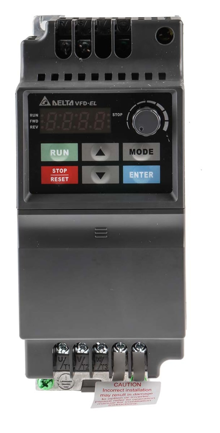 Variateur de fréquence Delta Electronics VFD-EL, 0,75 kW 230 V c.a. 1 phase, 9,5 A, 0 - 599.0Hz
