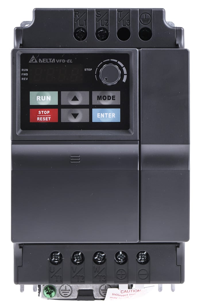 Delta Electronics Inverter Drive, 2.2 kW, 1 Phase, 230 V ac, 24 A, VFD-EL Series