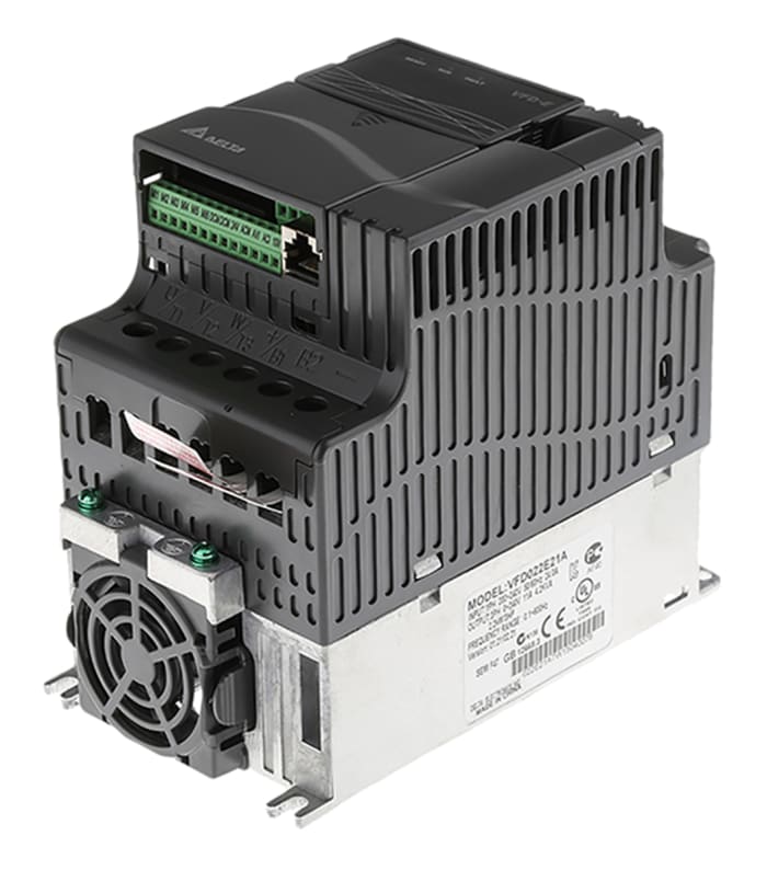 Delta Electronics Inverter Drive, 2.2 kW, 1 Phase, 230 V ac, 15 A, 24 A, VFD-E Series
