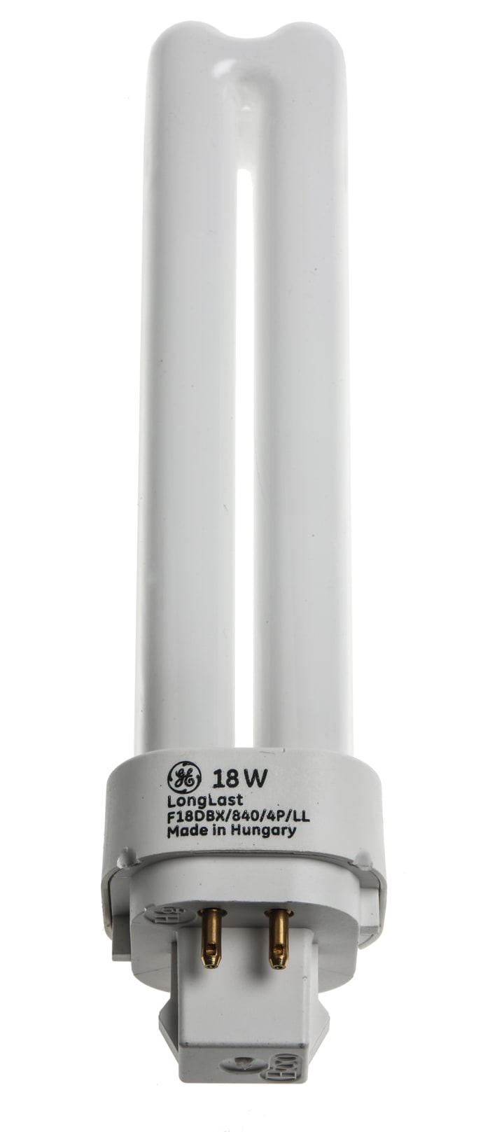GE G24q-2 Quad Tube Shape CFL Bulb, 18 W, 4000K, Cool White Colour Tone