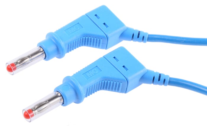 Cable de prueba con conector de 4 mm Staubli de color Azul, Macho-Macho, 600V, 32A, 2m