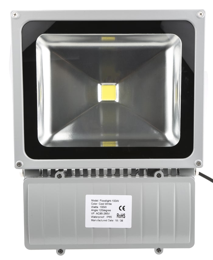 RS PRO, 100 W LED Projektör, 1 LED'li, IP65, 8000 → 9000 lm, 85 → 265 V