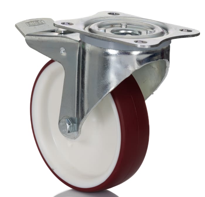 Tente Braked Swivel Castor Wheel, 300kg Capacity, 125mm Wheel