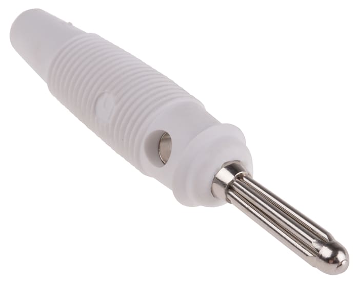 Fiche banane 4 mm Hirschmann Test &amp; Measurement Blanc Mâle 30A 30 V ac, 60V c.c.