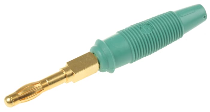 Hirschmann Test & Measurement Green Male Banana Plug, 4 mm Connector, Solder Termination, 32A, Gold Plating
