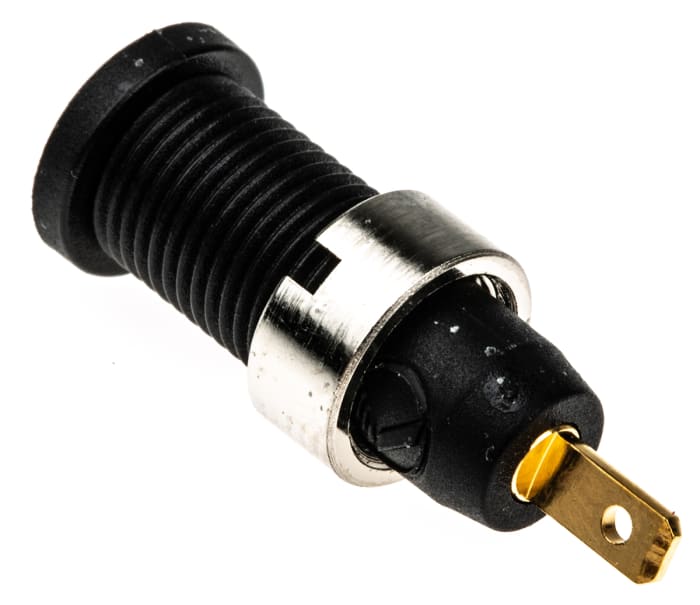 Hirschmann Test & Measurement Black Female Banana Socket, 2mm Connector, Tab Termination, 10A, 1000V ac/dc, Gold Plating