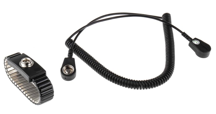 Bracelet de mise à la terre PSDE et jeu de cordons RS PRO, Douille 10mm, pression femelle 10mm