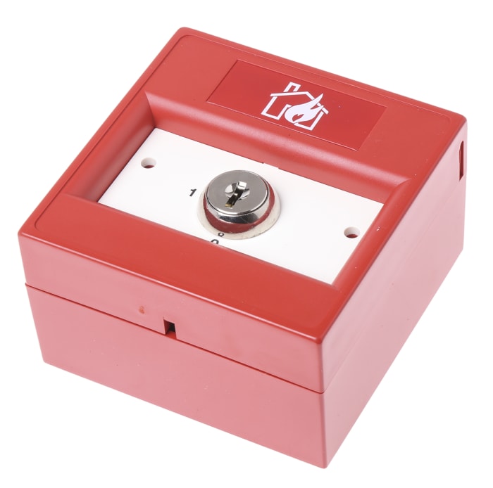KAC Red Break Glass Call Point, Indoor, Resettable, Mains-Powered