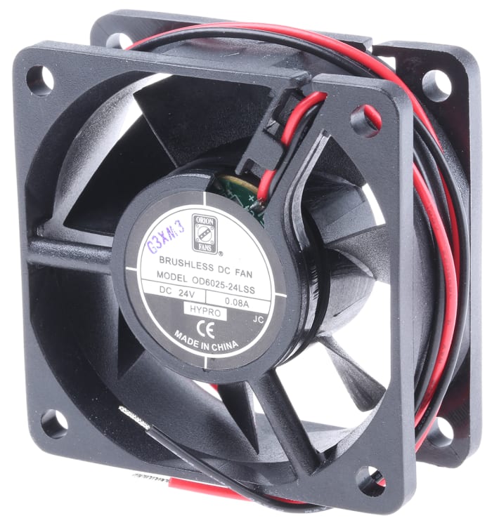 RS PRO Axial Fan, 24 V dc, DC Operation, 22.1m³/h, 1W, 60mA Max, 60 x 60 x 25mm