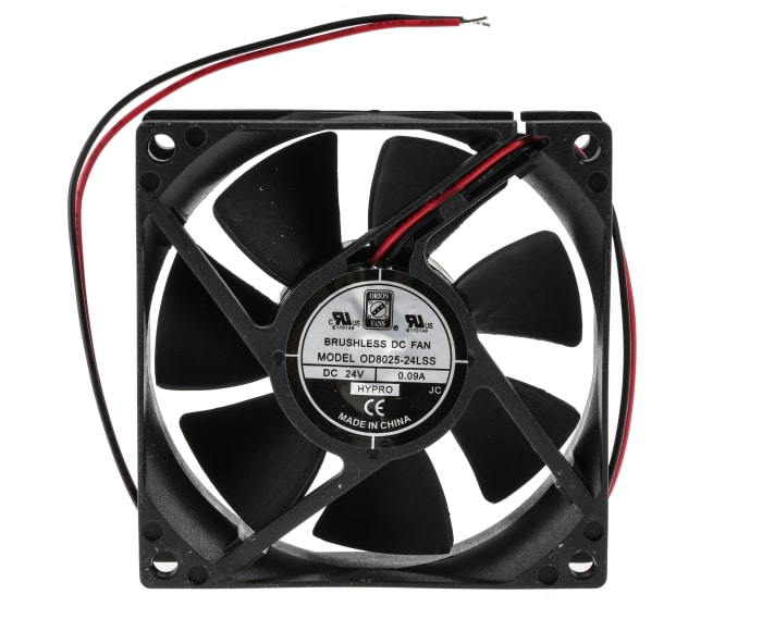 RS PRO Axial Fan, 24 V dc, DC Operation, 26cfm, 490mW, 50mA Max, 80 x 80 x 25mm