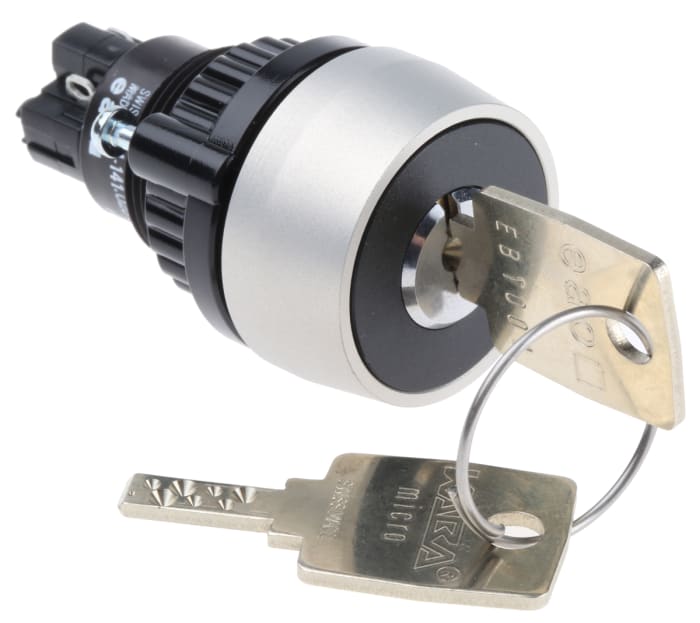 EAO IP65 Keylock Switch, 1NC+1NO, 5 A @ 250 V ac 2-Way Flat-Key