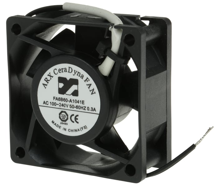 ARX CeraDyna Series Axial Fan, 100 → 240 V ac, AC Operation, 29m³/h, 22W, 120mA Max, 60 x 60 x 25mm