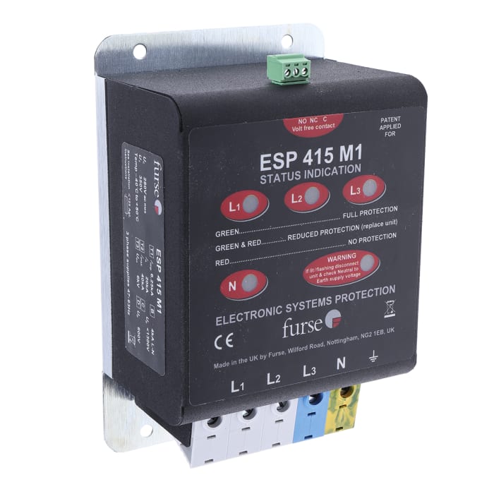 WJ Furse, ESP M1 Surge Suppressor Unit 280 V Maximum Voltage Rating 6.25kA Maximum Surge Current Mains Surge Protector