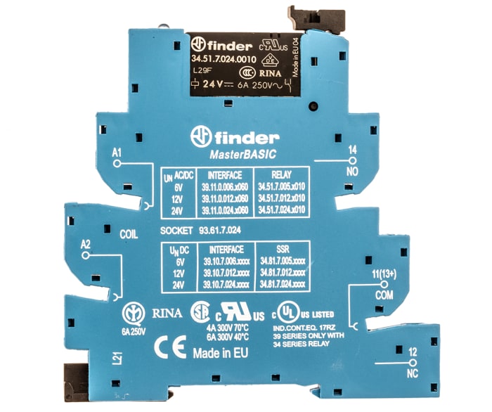 39.11.0.024.0060 Finder | Finder 39 Series Interface Relay, DIN Rail ...