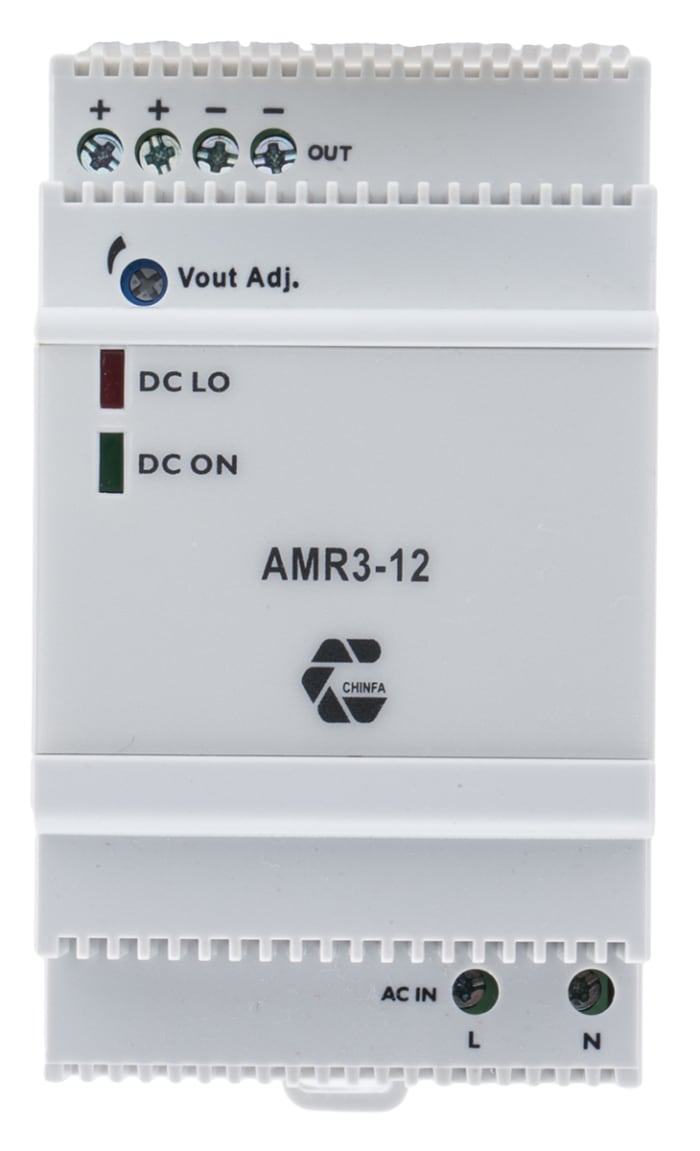 Fuente de alimentación de carril DIN Chinfa, AMR3, 1 salida 12V dc 2.75A 33W