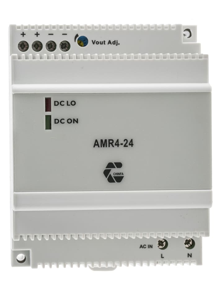 Chinfa AMR4 Switched Mode DIN Rail Power Supply, 90 → 264V ac ac Input, 24V dc dc Output, 2.5A Output, 60W