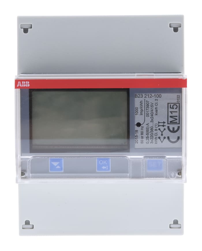 Elektroměr, řada: B23 LCD 7číslicový 3fázový s impulzovým výstupem, přesnost měřicího přístroje: 1 % ABB