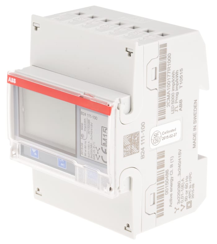 Elektroměr, řada: B24 LCD 7číslicový 3fázový s impulzovým výstupem, přesnost měřicího přístroje: 1 % ABB