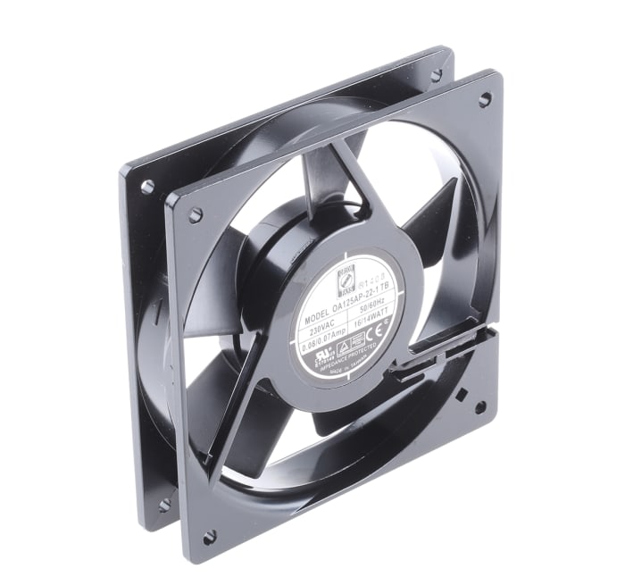 RS PRO Axial Fan, 230 V ac, AC Operation, 127.4m³/h, 14W, 120 x 120 x 25mm