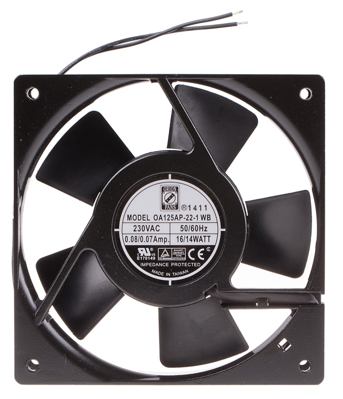 Ventilateur axial RS PRO 230 V c.a., 127.4m³/h, 120 x 120 x 25mm, 14W