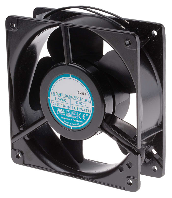 Ventilador Axial RS PRO de 120 x 120 x 38mm, 115 V ac, 15W, 3000rpm, caudal 186.9m³/h, 42dB