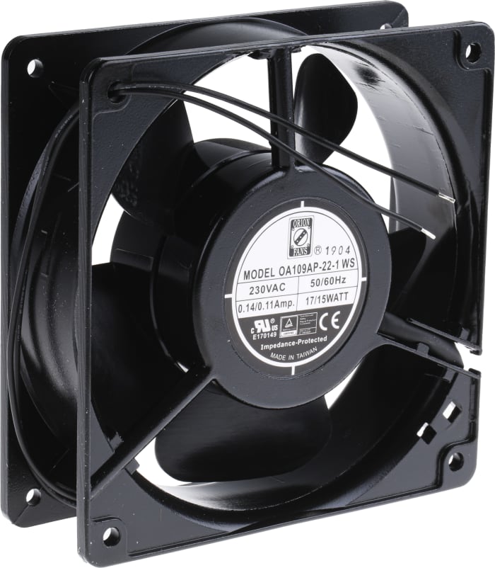Ventilador Axial RS PRO de 120 x 120 x 38mm, 230 V ac, 15W, 3000rpm, caudal 186.9m³/h, 42dB