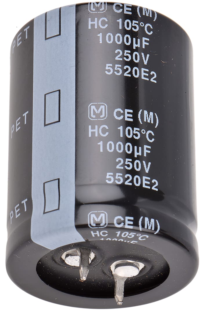Panasonic 1000μF Electrolytic Aluminium Electrolytic Capacitor 250V dc, Through Hole - EETHC2E102KJ