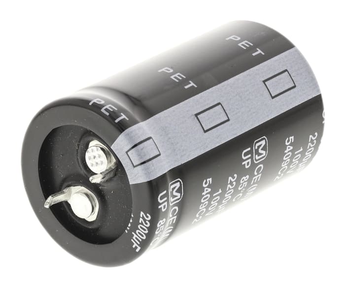 Panasonic 2200μF Aluminium Electrolytic Capacitor 100V dc, Through Hole - ECEC2AP222CJ