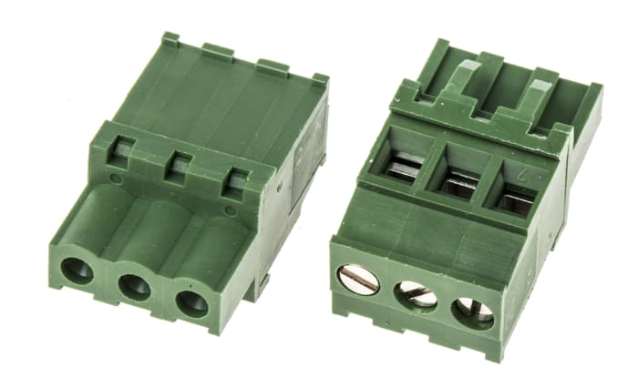 RS PRO, 5.08mm Pitch, 3 Way, Pluggable Terminal Block, Plug, Cable Mount, Screw Termination